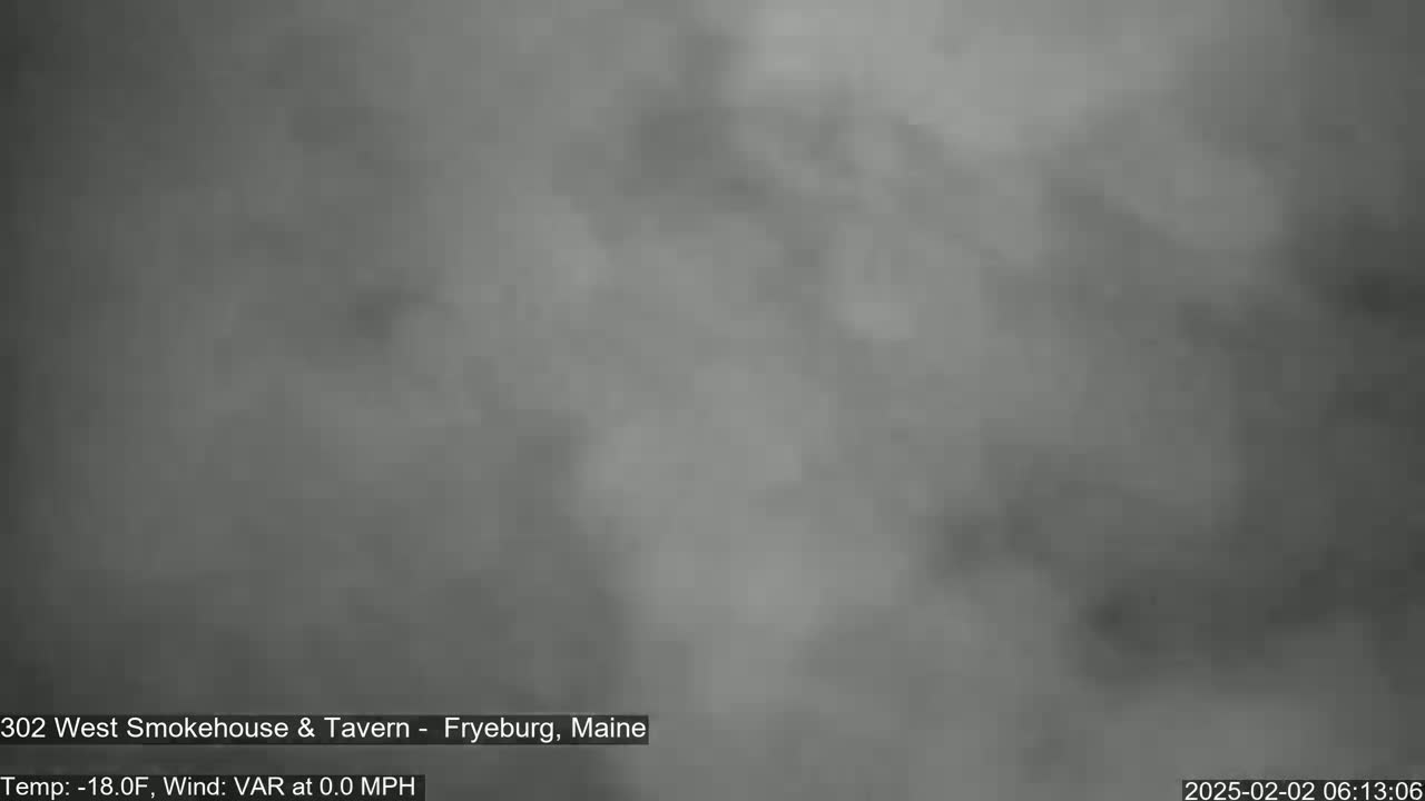 A blurry, gray image shows an overcast sky with a temperature of -18°F and a wind speed of 0.0 mph.