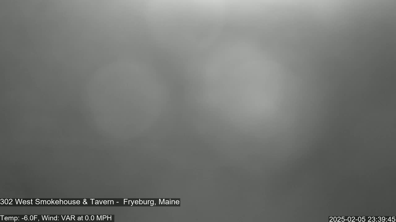 A blurry, gray image shows an overcast sky with a temperature of -6.0°F and no wind.