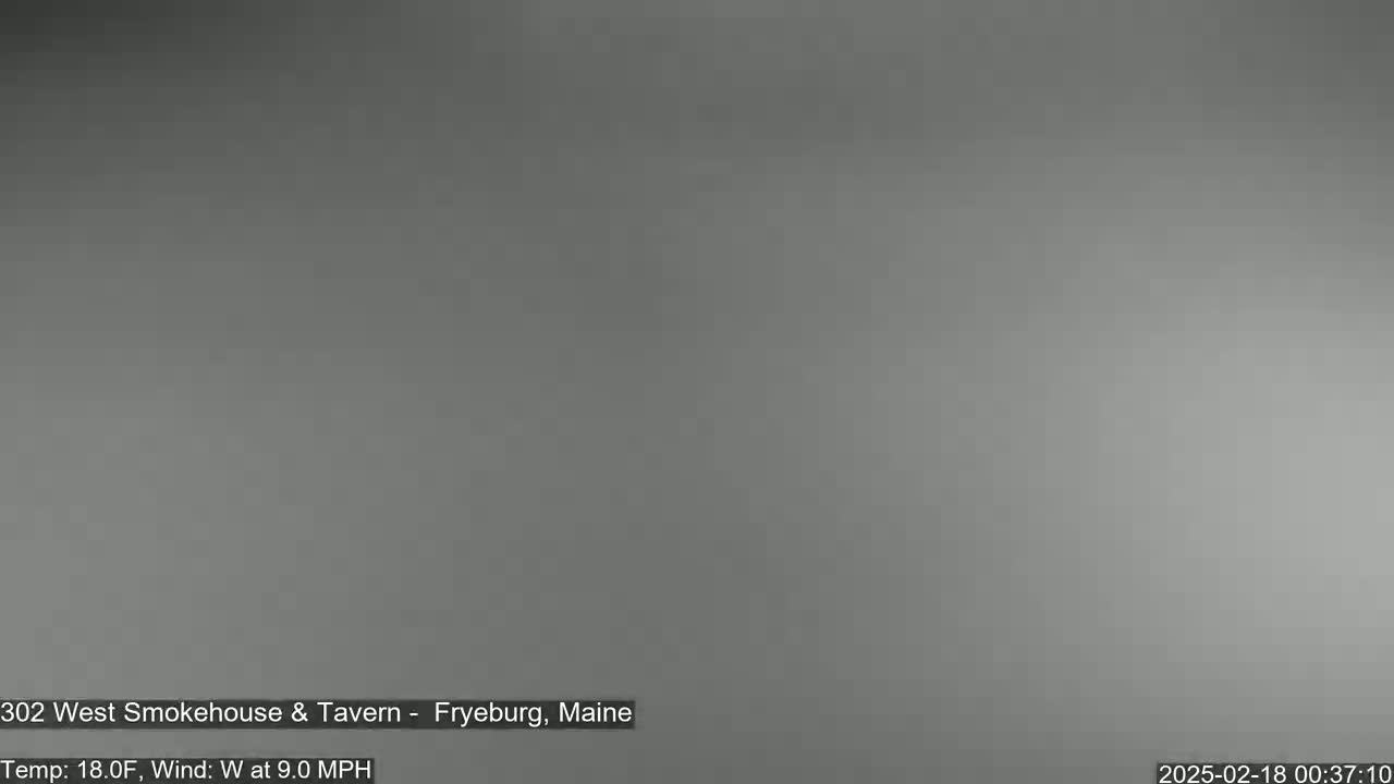A gray, overcast sky is visible in a blurry outdoor image with a 18°F temperature and a 9 mph westerly wind.