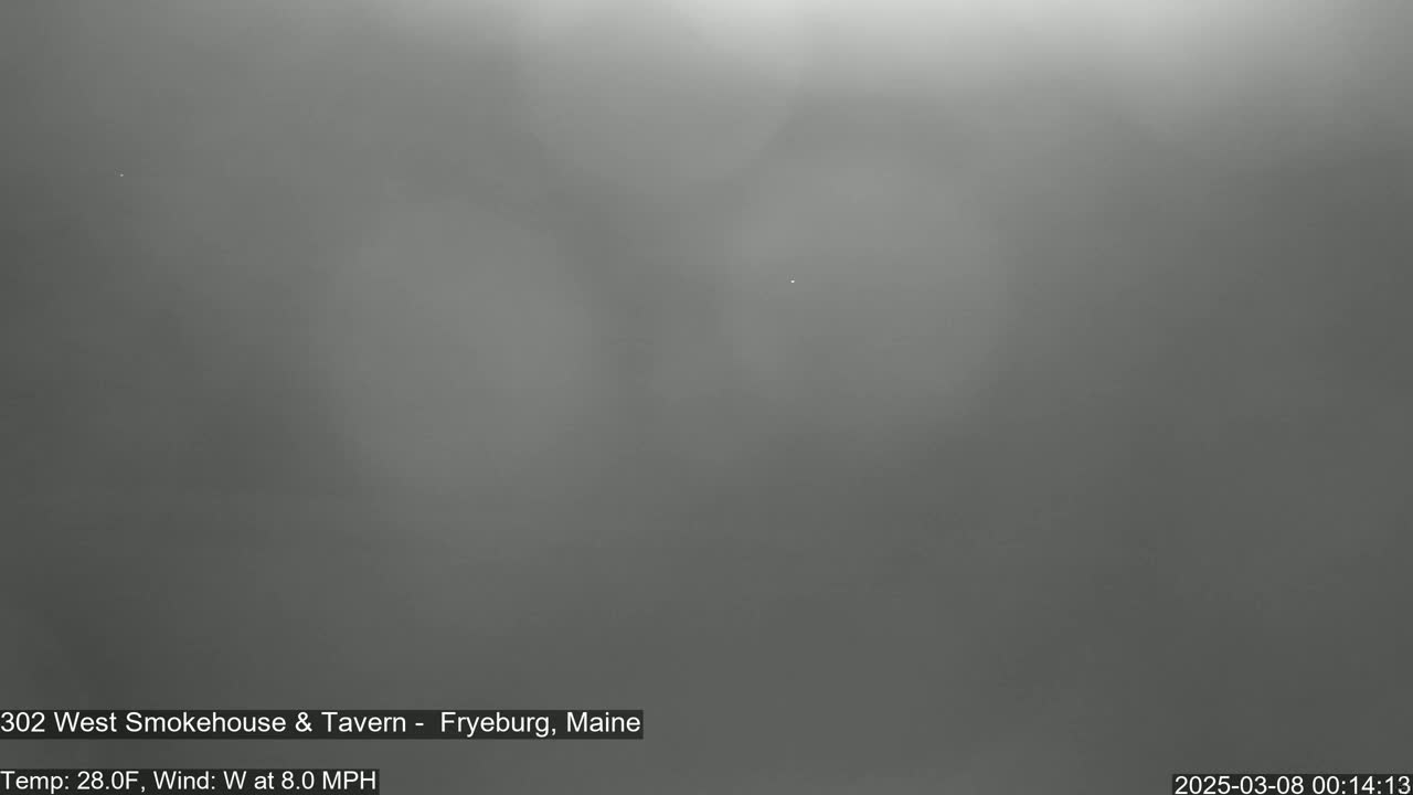 A mostly featureless gray scene is visible in foggy or hazy conditions.