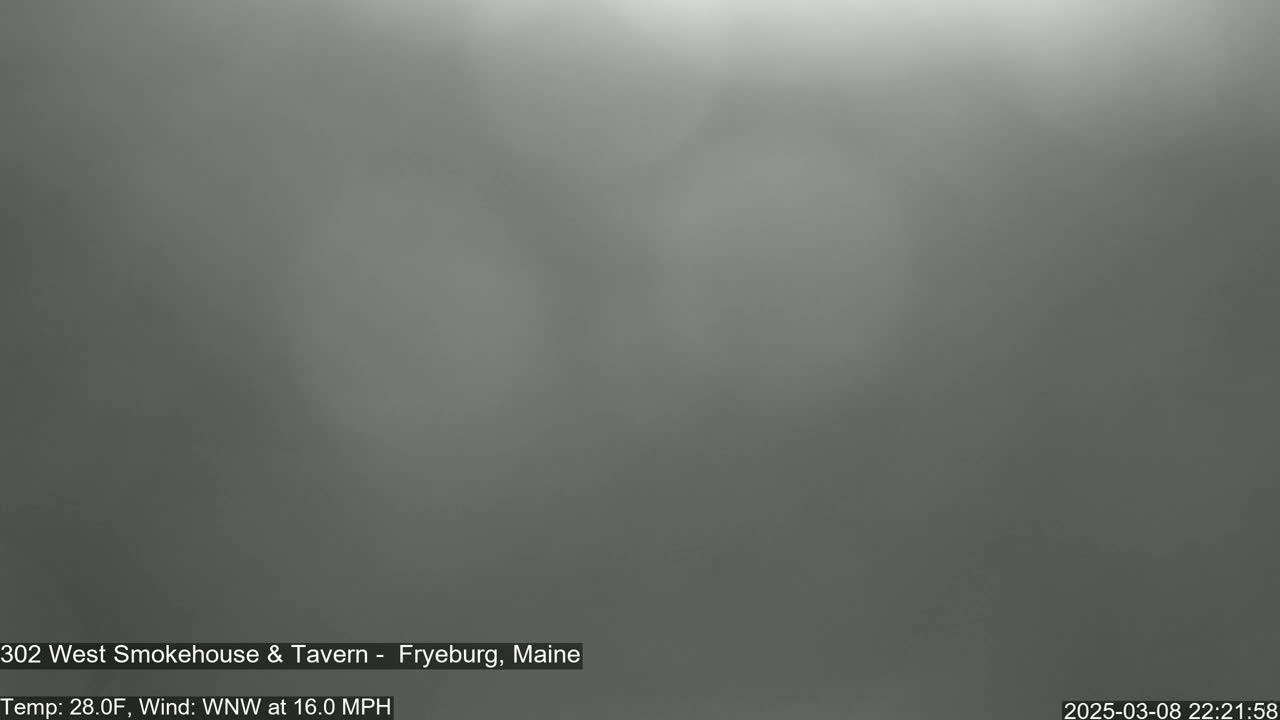A blurry, gray image shows a foggy or hazy outdoor scene under nighttime conditions.