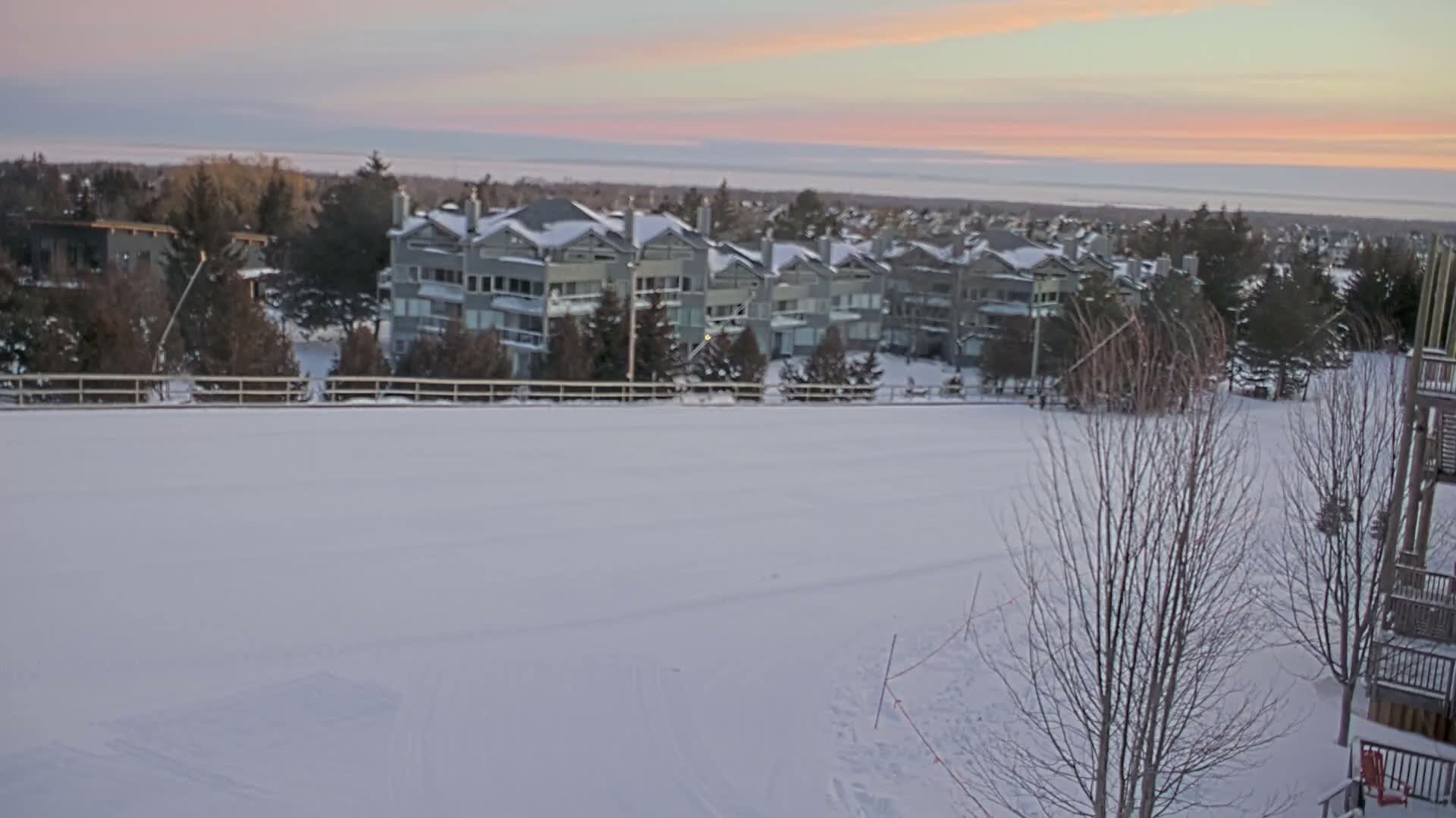Blue Mountain Village Hotel Area & Collingwood City Skyline Live Cam - Collingwood, Blue Mountains, Simcoe, Ontario, Canada