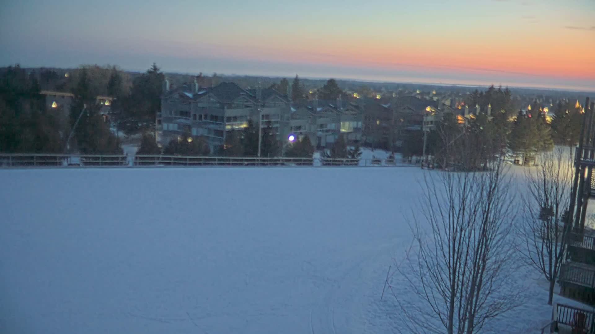 Blue Mountain Village Hotel Area & Collingwood City Skyline Live Cam - Collingwood, Blue Mountains, Simcoe, Ontario, Canada
