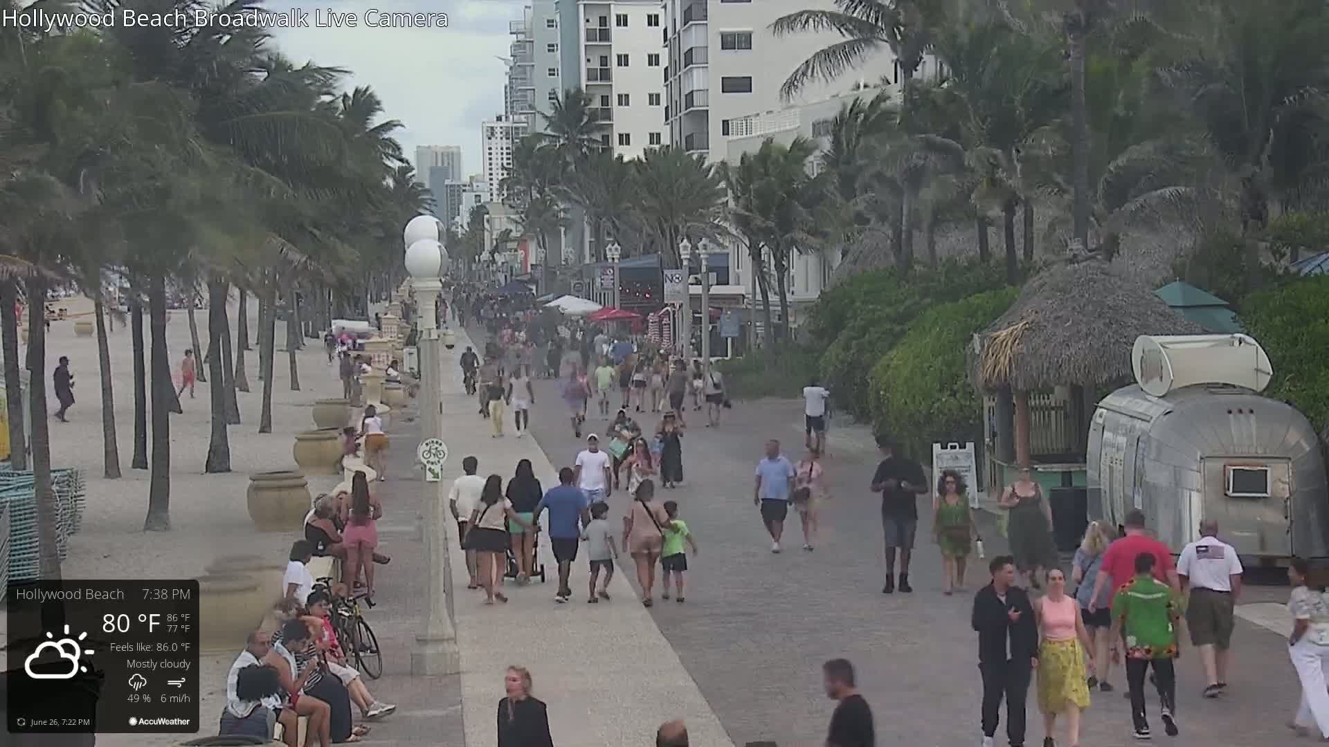 Hollywood Beach / Broadwalk & Atlantic Live Cam - Holywood, Broward, Florida, USA