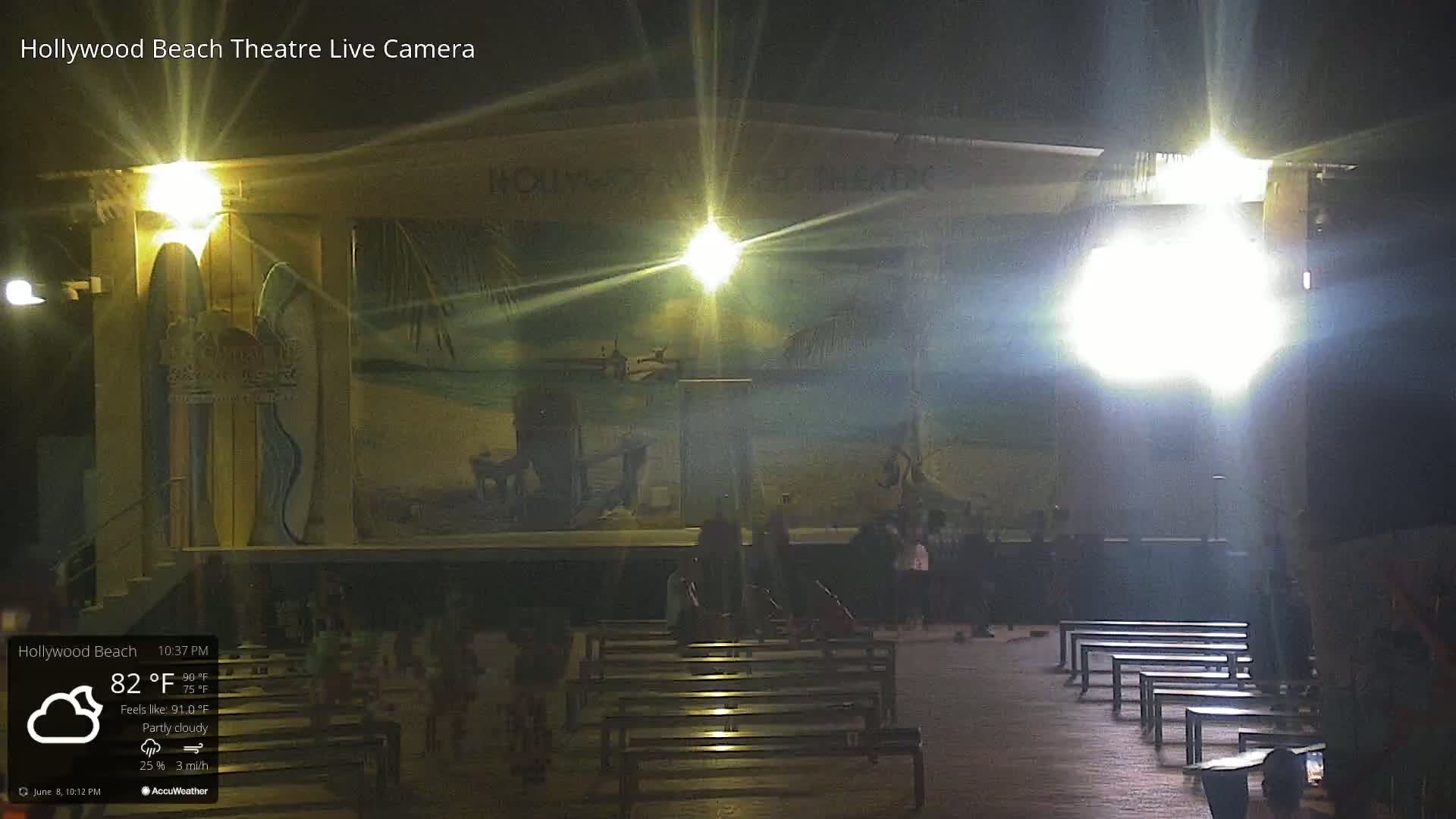 Hollywood Beach Theatre & Big Chairs Square Live Cam - Holywood, Broward, Florida, USA
