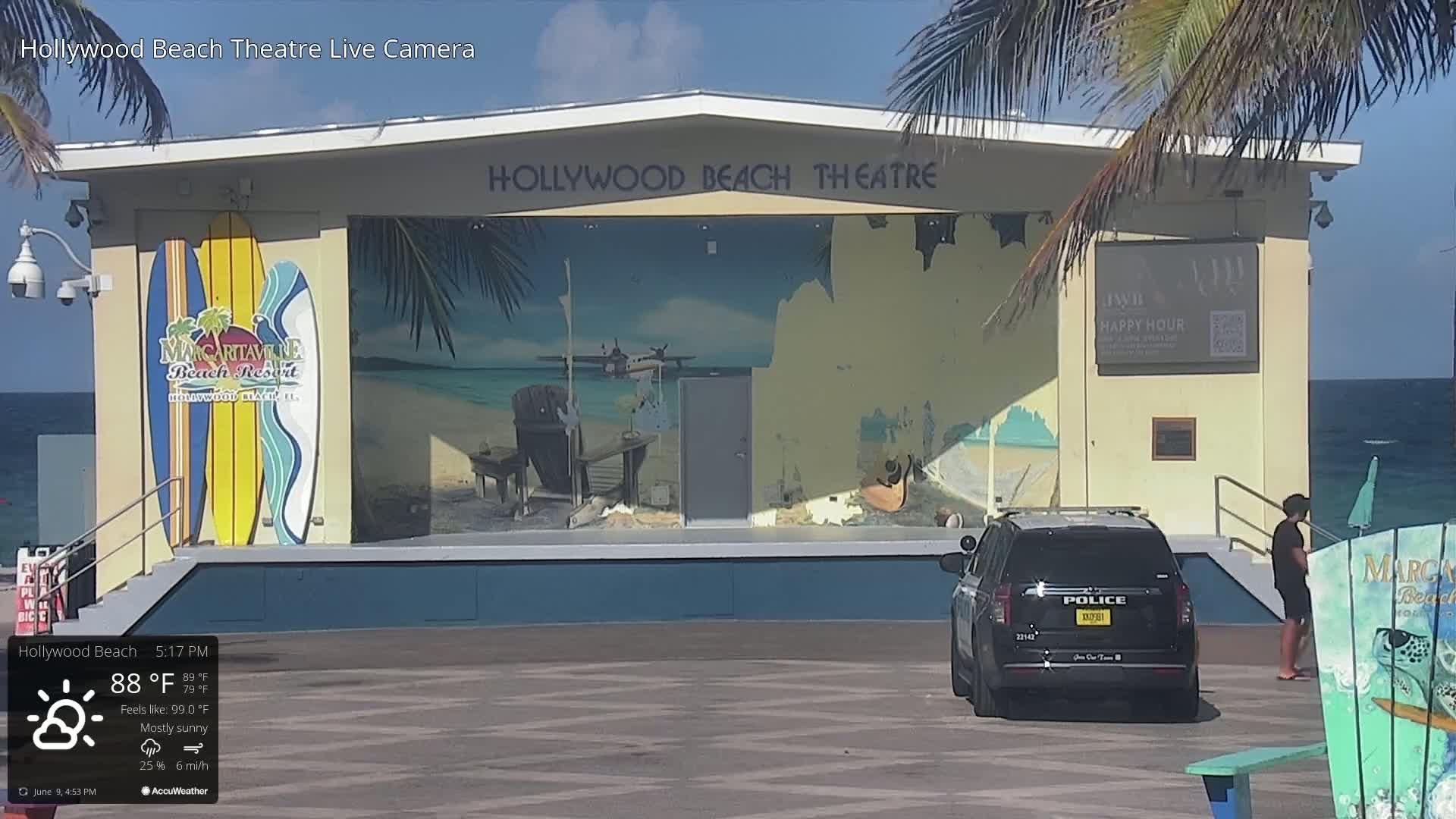 Hollywood Beach Theatre & Big Chairs Square Live Cam - Holywood, Broward, Florida, USA