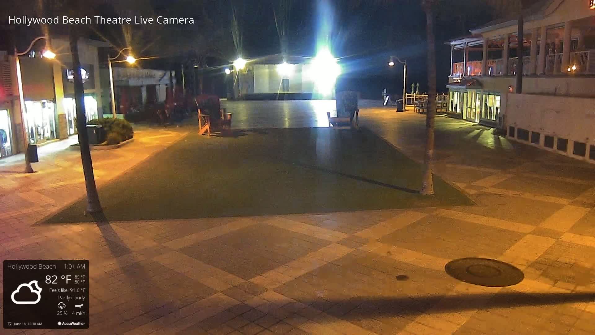 Hollywood Beach Theatre & Big Chairs Square Live Cam - Holywood, Broward, Florida, USA