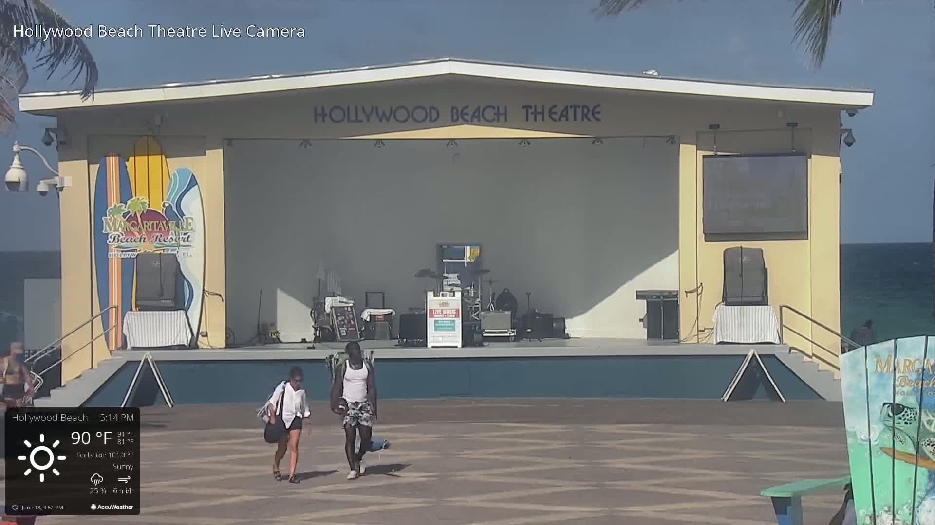 Hollywood Beach Theatre & Big Chairs Square Live Cam - Holywood, Broward, Florida, USA