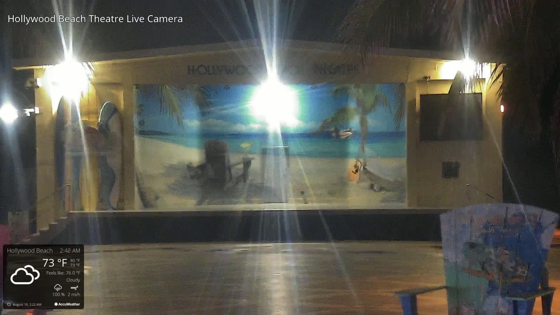Hollywood Beach Theatre & Big Chairs Square Live Cam - Holywood, Broward, Florida, USA