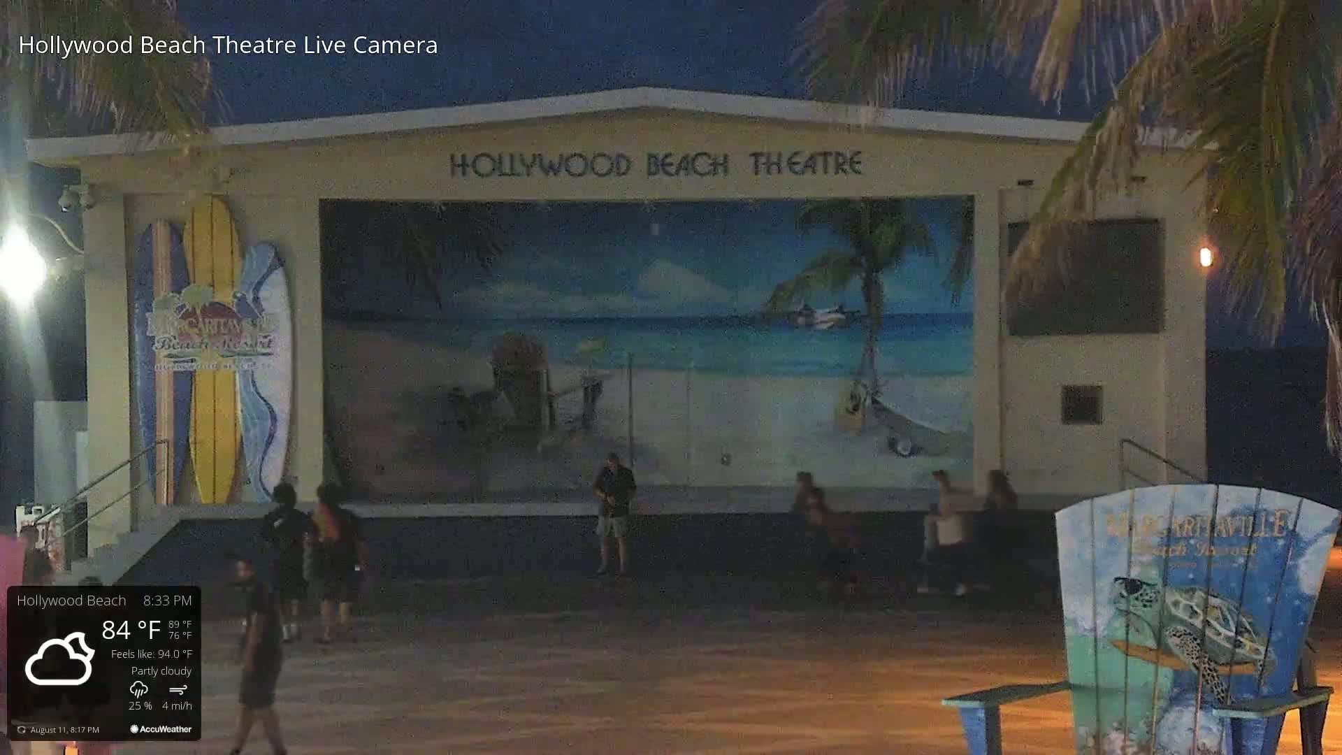 Hollywood Beach Theatre & Big Chairs Square Live Cam - Holywood, Broward, Florida, USA