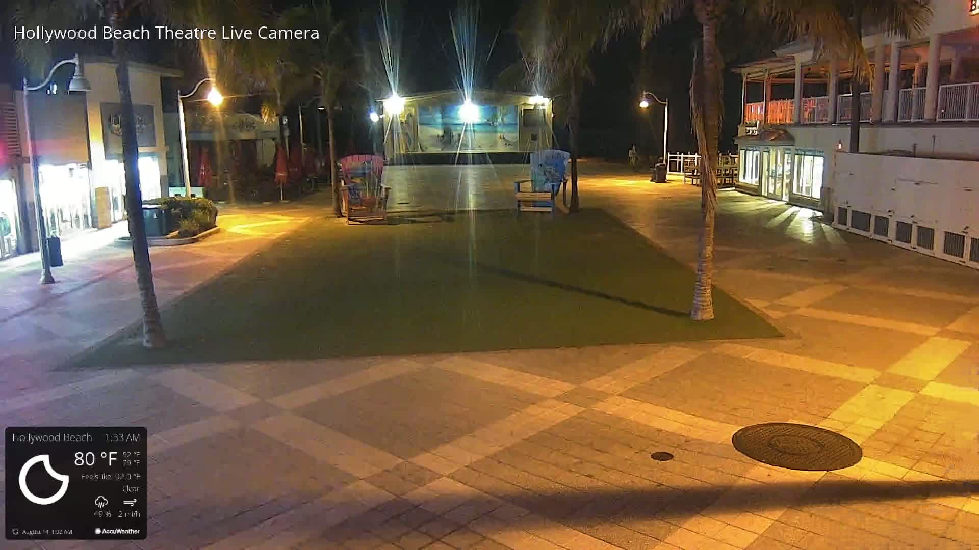 Hollywood Beach Theatre & Big Chairs Square Live Cam - Holywood, Broward, Florida, USA