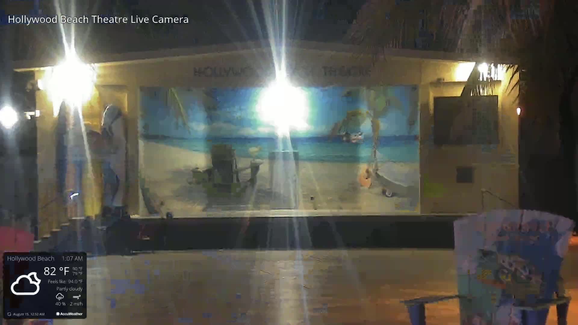 Hollywood Beach Theatre & Big Chairs Square Live Cam - Holywood, Broward, Florida, USA