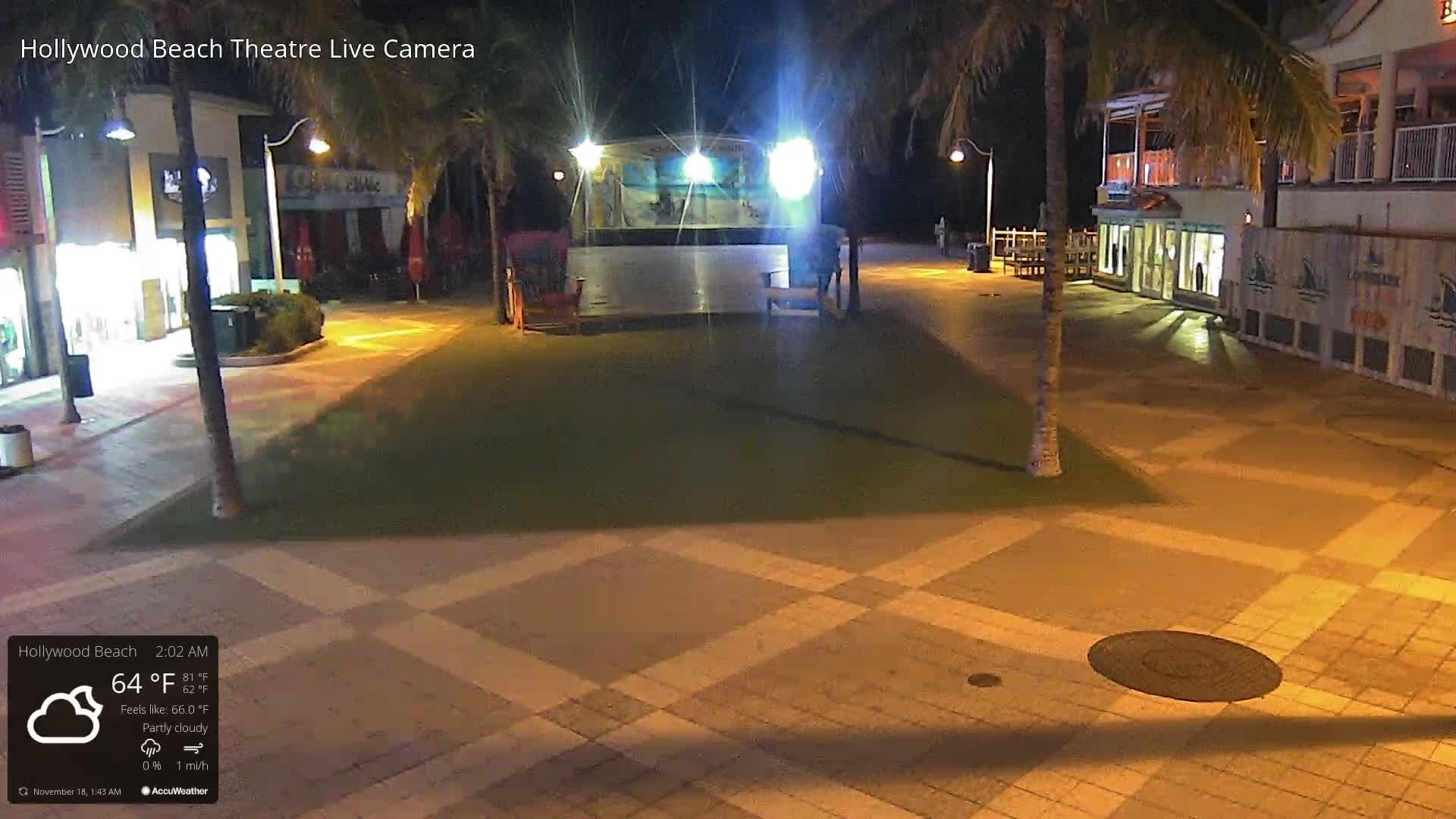 Hollywood Beach Theatre & Big Chairs Square Live Cam - Holywood, Broward, Florida, USA