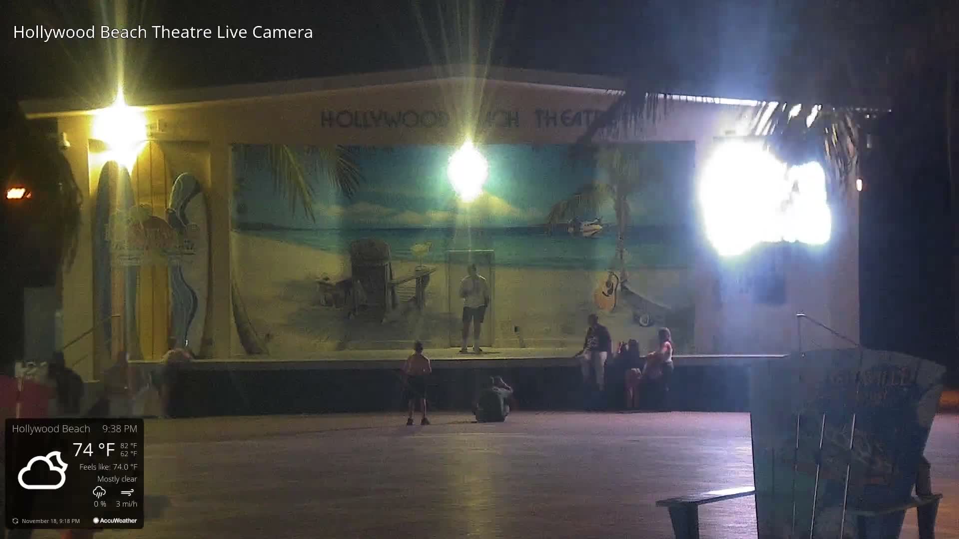 Hollywood Beach Theatre & Big Chairs Square Live Cam - Holywood, Broward, Florida, USA