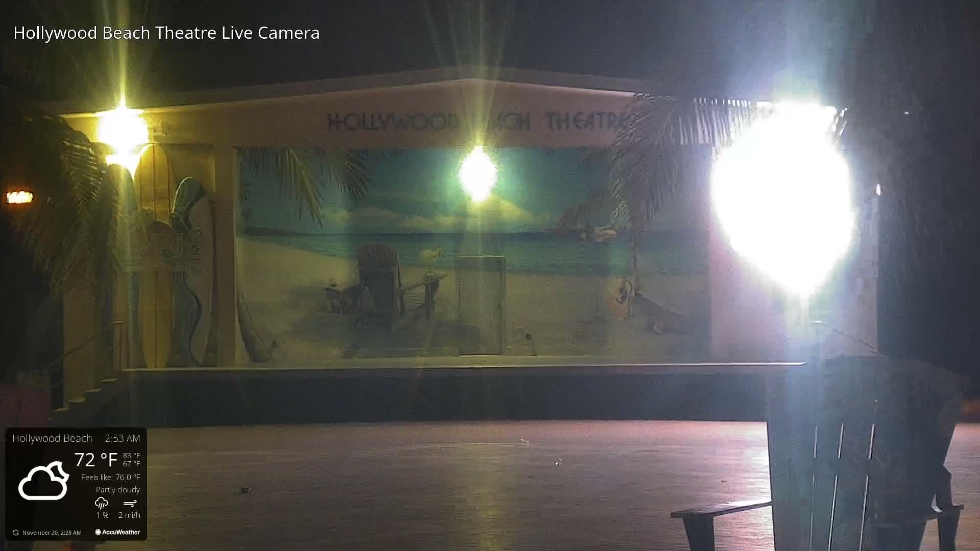 Hollywood Beach Theatre & Big Chairs Square Live Cam - Holywood, Broward, Florida, USA