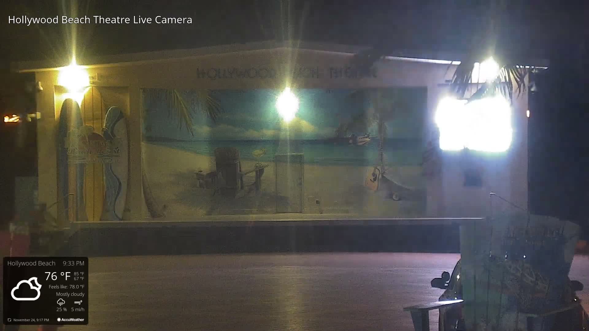 Hollywood Beach Theatre & Big Chairs Square Live Cam - Holywood, Broward, Florida, USA