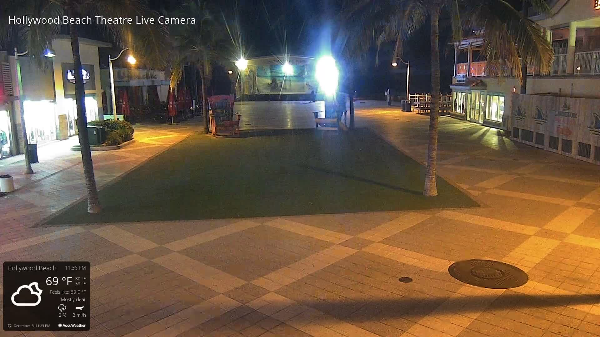 Hollywood Beach Theatre & Big Chairs Square Live Cam - Holywood, Broward, Florida, USA