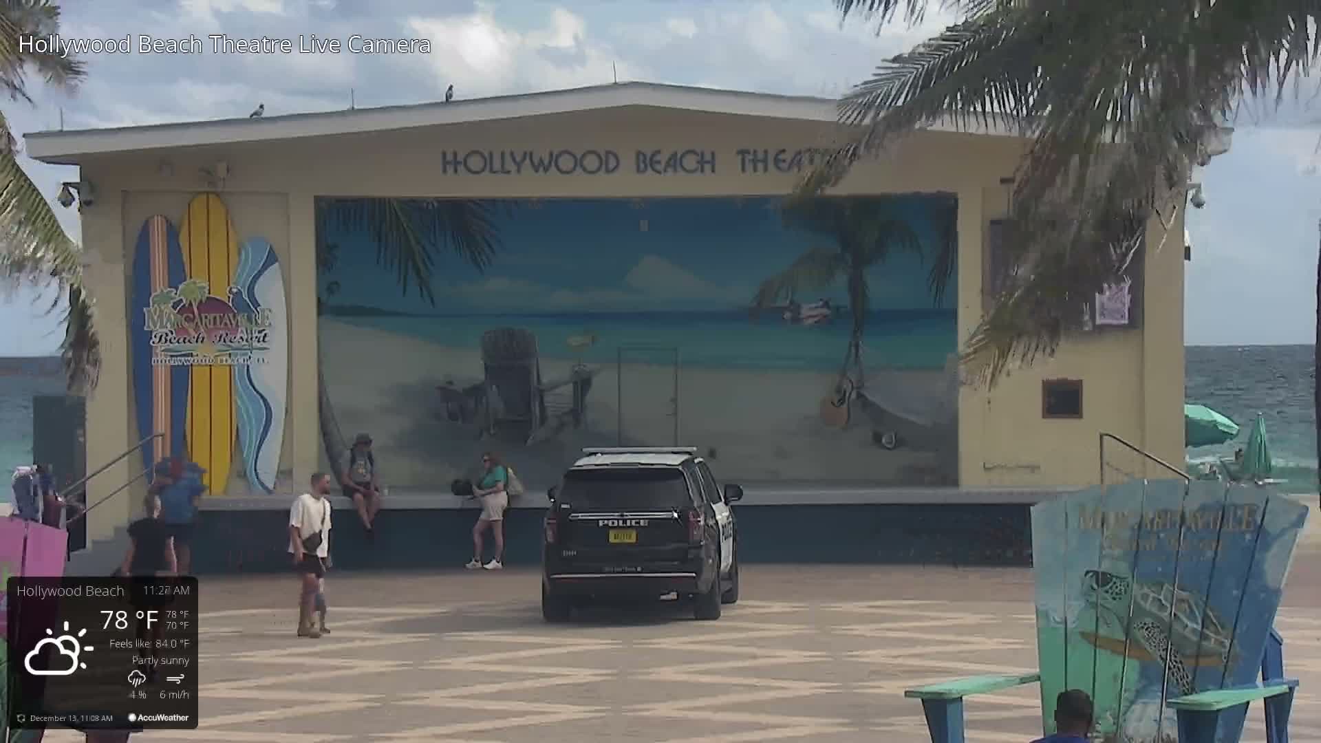 Hollywood Beach Theatre & Big Chairs Square Live Cam - Holywood, Broward, Florida, USA