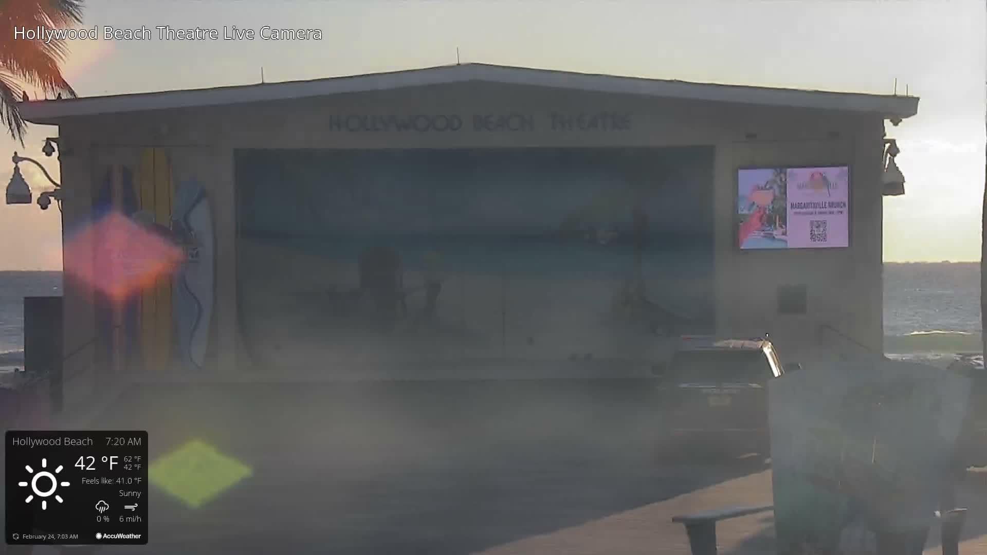 Hollywood Beach Theatre & Big Chairs Square Live Cam - Holywood, Broward, Florida, USA