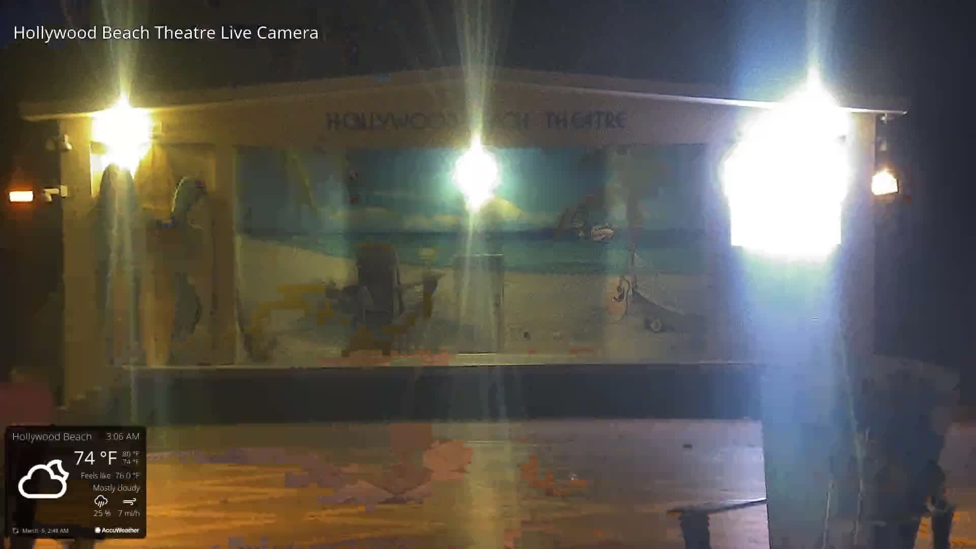 Hollywood Beach Theatre & Big Chairs Square Live Cam - Holywood, Broward, Florida, USA