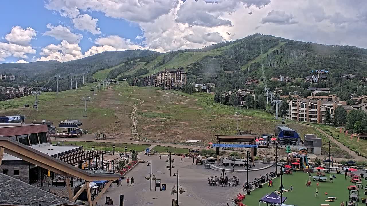Steamboat Springs Ski Village Square & Ski Slopes Live Cam - Steamboat Springs, Routt County, Colorado, USA