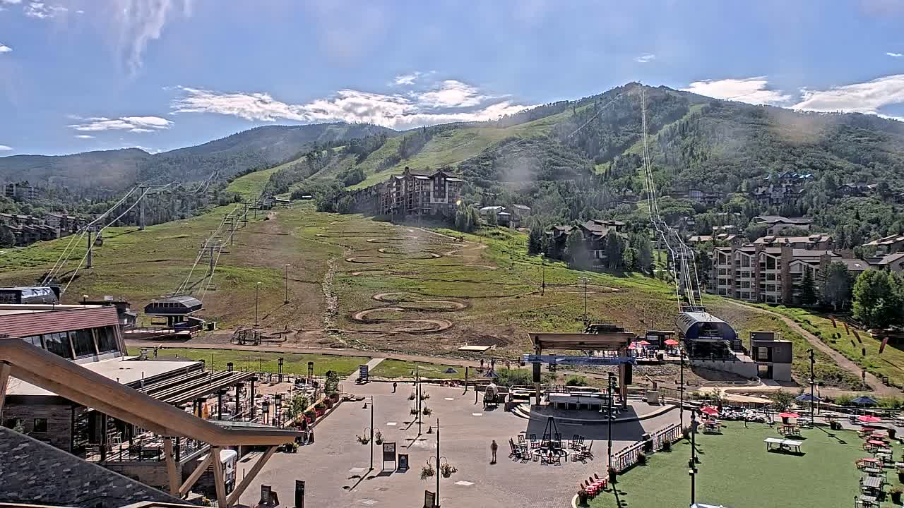 Steamboat Springs Ski Village Square & Ski Slopes Live Cam - Steamboat Springs, Routt County, Colorado, USA