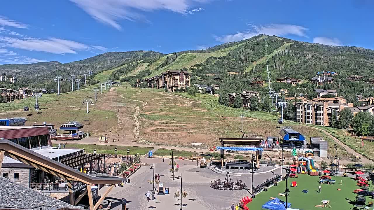 Steamboat Springs Ski Village Square & Ski Slopes Live Cam - Steamboat Springs, Routt County, Colorado, USA
