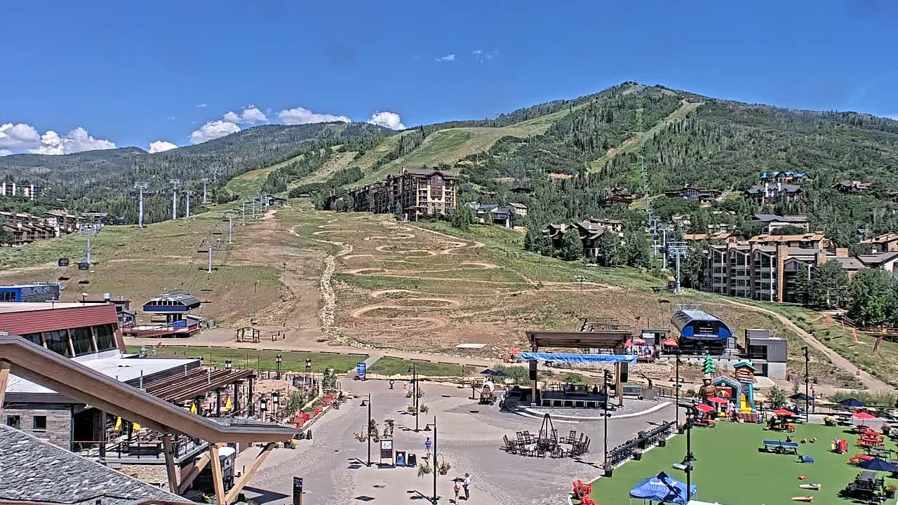 Steamboat Springs Ski Village Square & Ski Slopes Live Cam - Steamboat Springs, Routt County, Colorado, USA