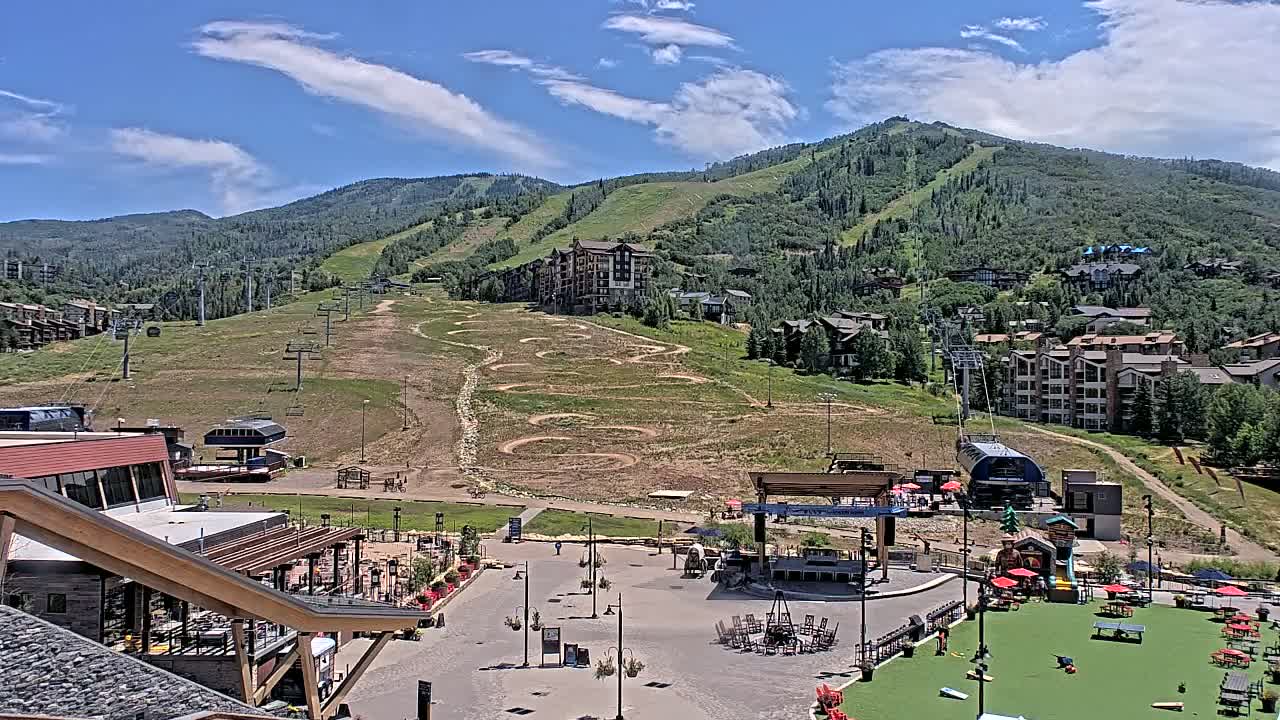 Steamboat Springs Ski Village Square & Ski Slopes Live Cam - Steamboat Springs, Routt County, Colorado, USA
