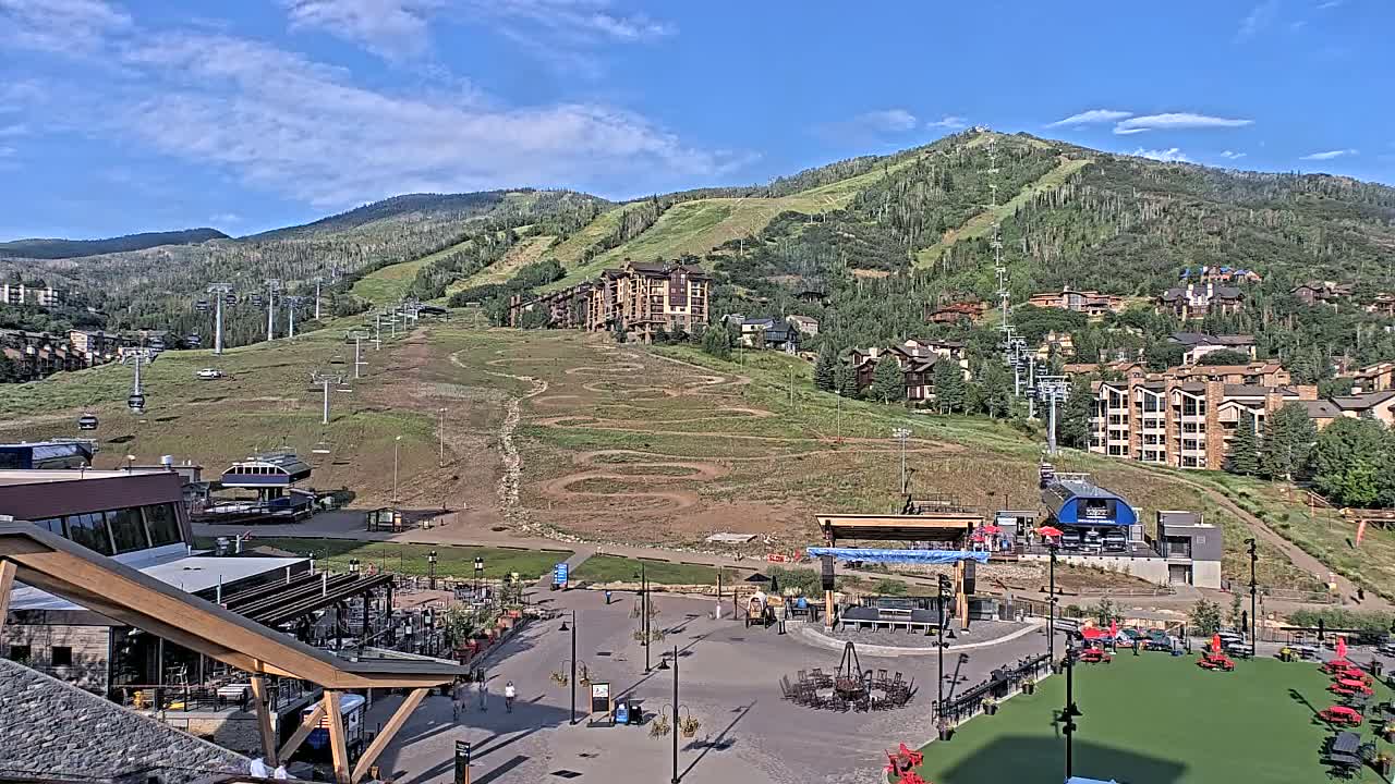 Steamboat Springs Ski Village Square & Ski Slopes Live Cam - Steamboat Springs, Routt County, Colorado, USA