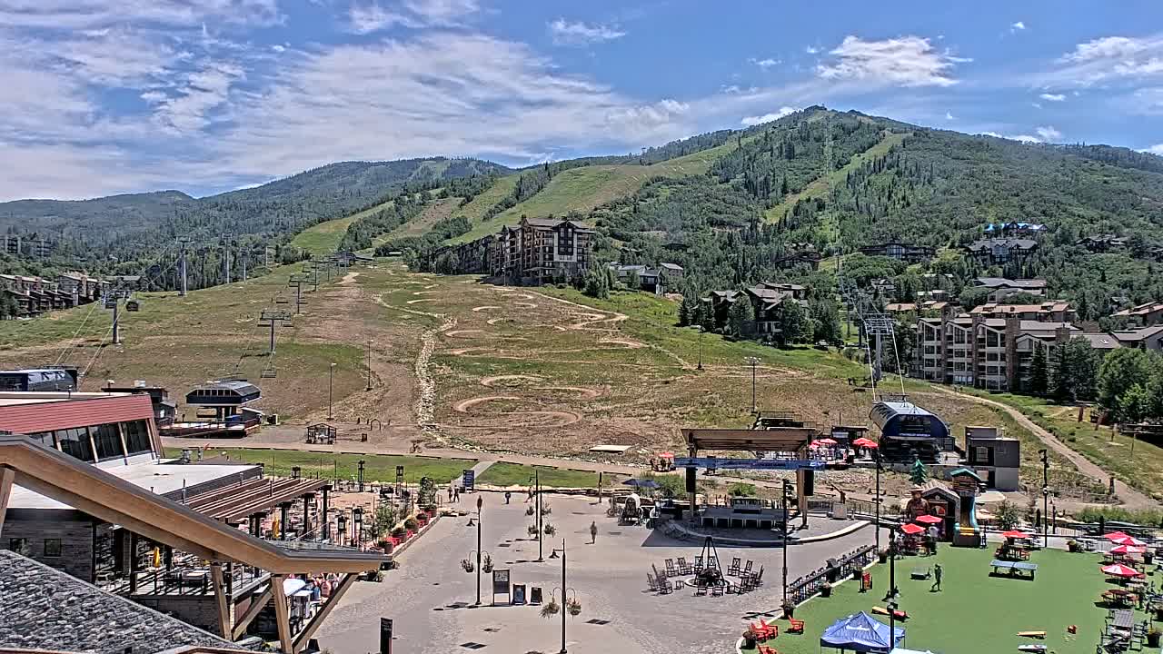 Steamboat Springs Ski Village Square & Ski Slopes Live Cam - Steamboat Springs, Routt County, Colorado, USA