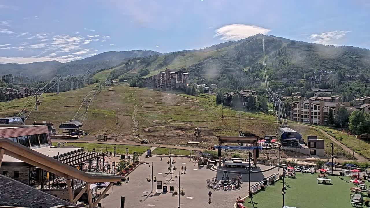 Steamboat Springs Ski Village Square & Ski Slopes Live Cam - Steamboat Springs, Routt County, Colorado, USA