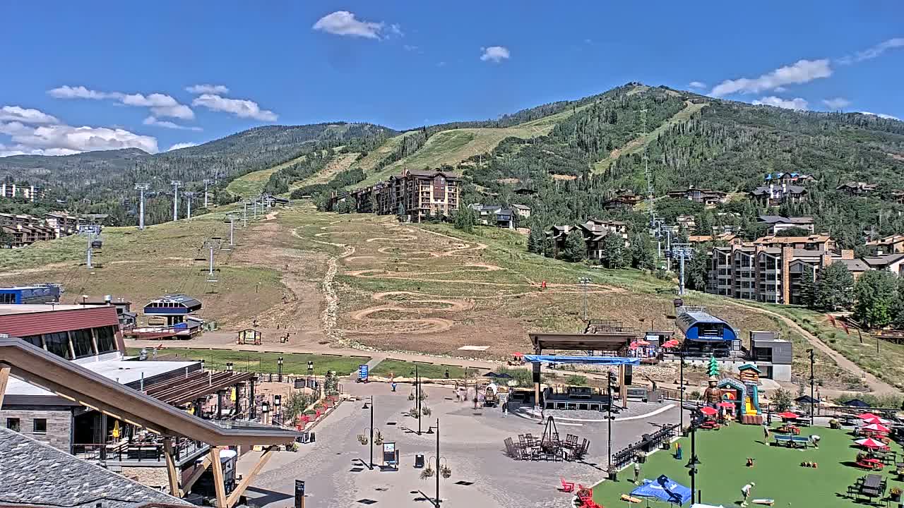Steamboat Springs Ski Village Square & Ski Slopes Live Cam - Steamboat Springs, Routt County, Colorado, USA