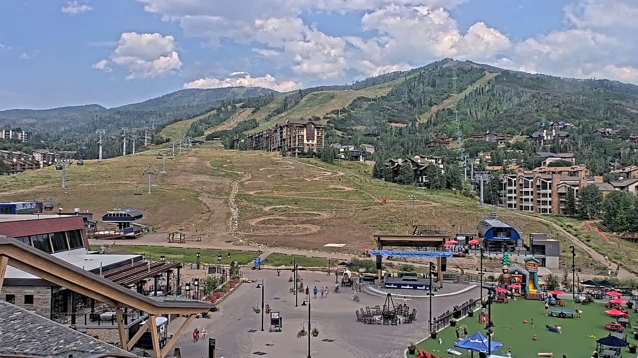 Steamboat Springs Ski Village Square & Ski Slopes Live Cam - Steamboat Springs, Routt County, Colorado, USA