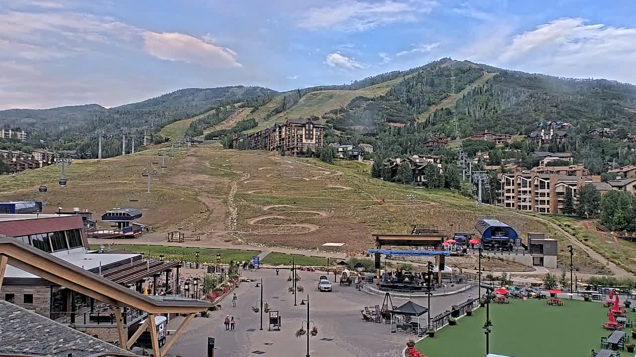 Steamboat Springs Ski Village Square & Ski Slopes Live Cam - Steamboat Springs, Routt County, Colorado, USA