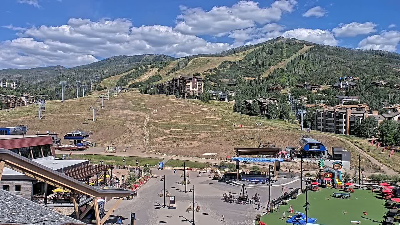 Steamboat Springs Ski Village Square & Ski Slopes Live Cam - Steamboat Springs, Routt County, Colorado, USA
