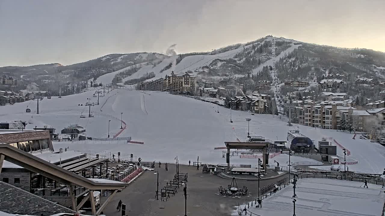 Steamboat Springs Ski Village Square & Ski Slopes Live Cam - Steamboat Springs, Routt County, Colorado, USA