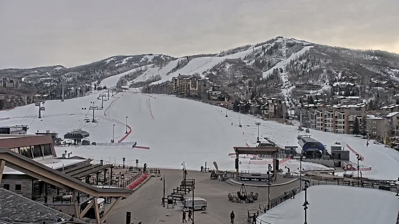 Steamboat Springs Ski Village Square & Ski Slopes Live Cam - Steamboat Springs, Routt County, Colorado, USA