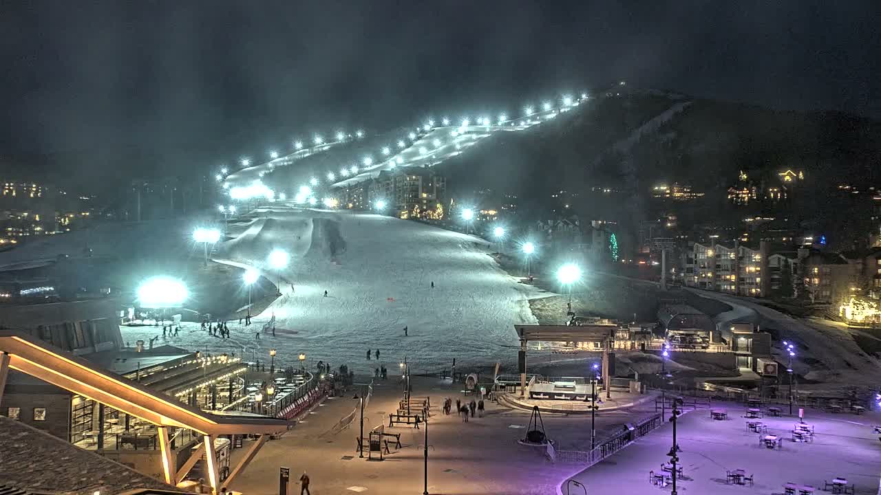Steamboat Springs Ski Village Square & Ski Slopes Live Cam - Steamboat Springs, Routt County, Colorado, USA