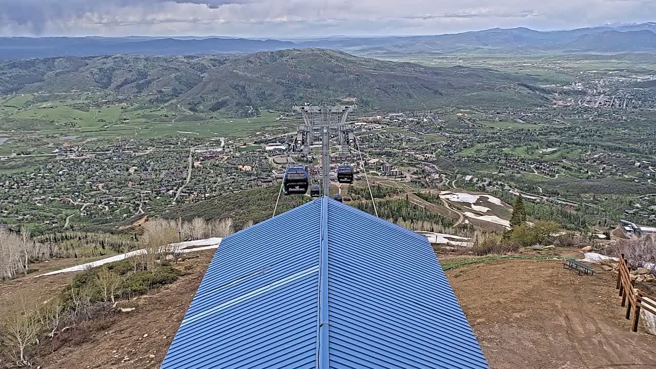 Steamboat Springs City Skyline from Thunderhead Lodge Roof Live Cam - Steamboat Springs, Routt County, Colorado, USA