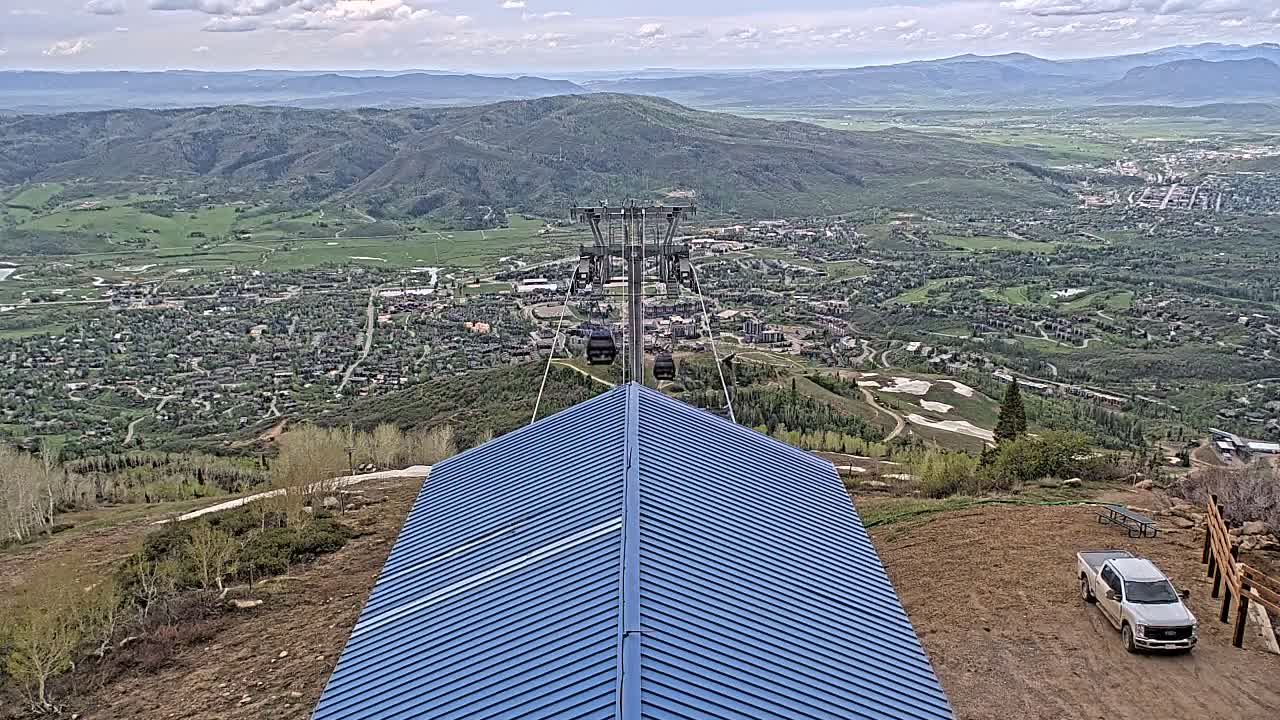 Steamboat Springs City Skyline from Thunderhead Lodge Roof Live Cam - Steamboat Springs, Routt County, Colorado, USA