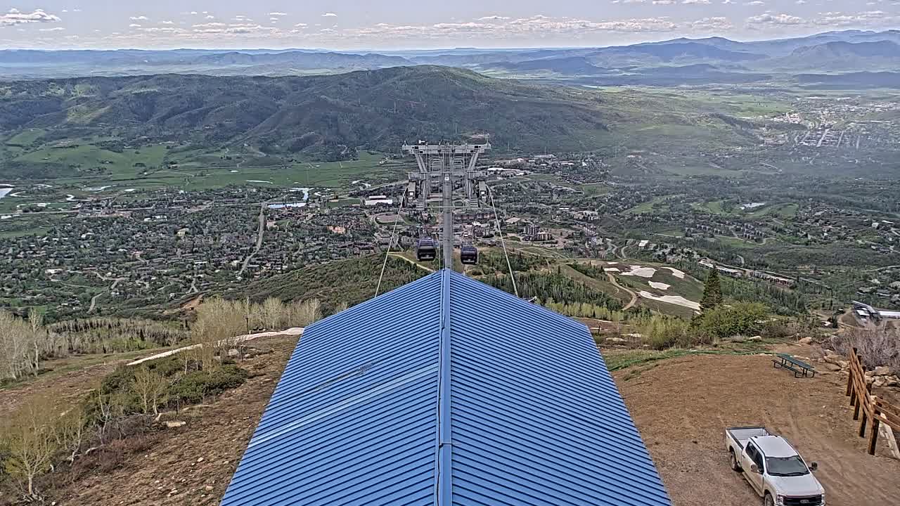 Steamboat Springs City Skyline from Thunderhead Lodge Roof Live Cam - Steamboat Springs, Routt County, Colorado, USA