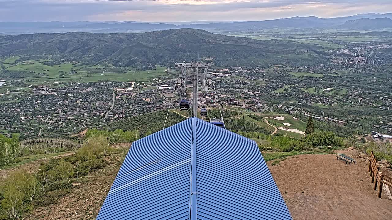 Steamboat Springs City Skyline from Thunderhead Lodge Roof Live Cam - Steamboat Springs, Routt County, Colorado, USA