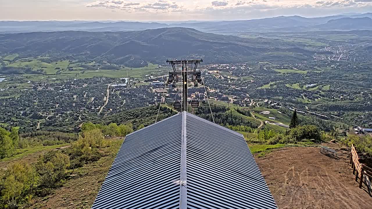 Steamboat Springs City Skyline from Thunderhead Lodge Roof Live Cam - Steamboat Springs, Routt County, Colorado, USA
