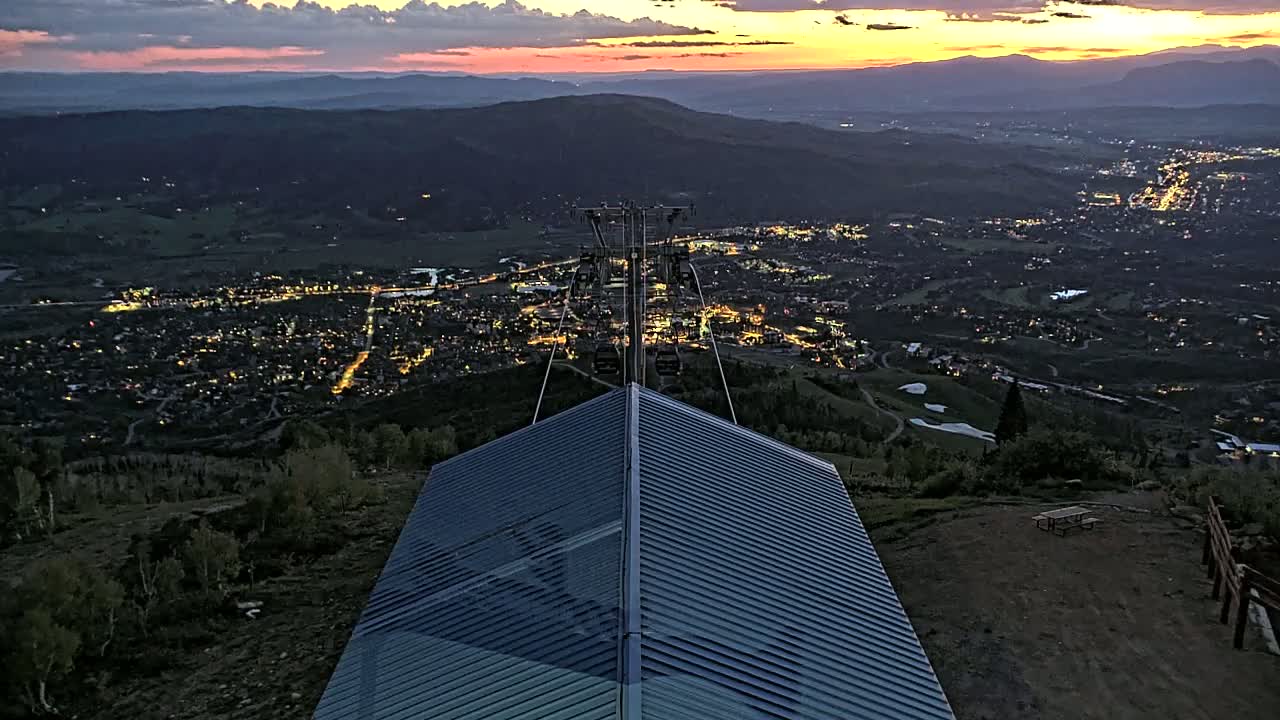 Steamboat Springs City Skyline from Thunderhead Lodge Roof Live Cam - Steamboat Springs, Routt County, Colorado, USA
