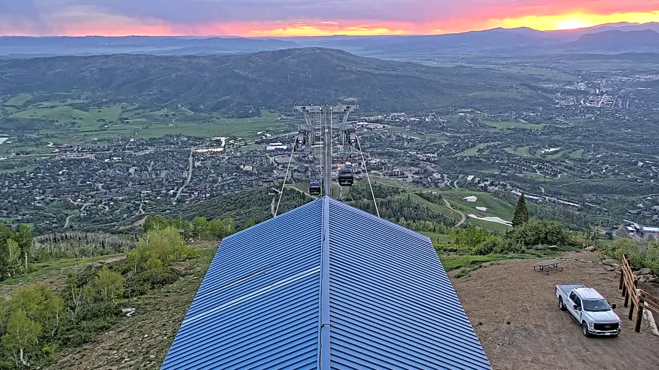 Steamboat Springs City Skyline from Thunderhead Lodge Roof Live Cam - Steamboat Springs, Routt County, Colorado, USA