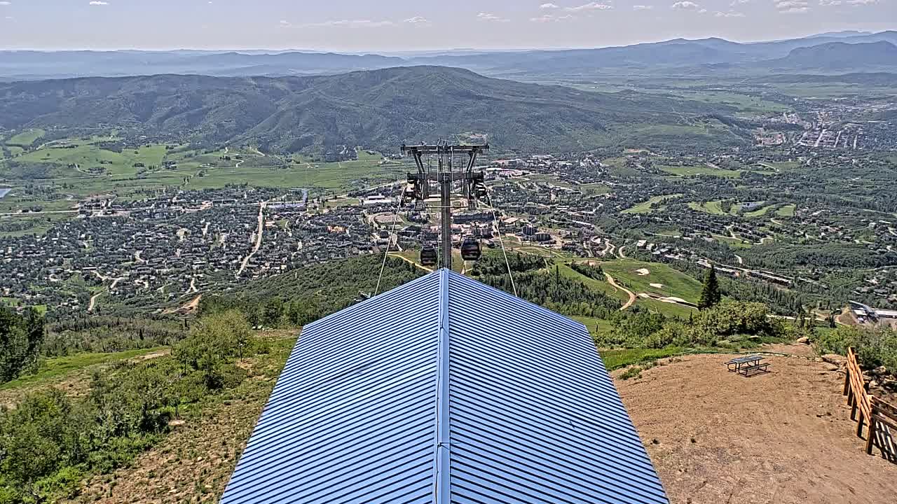 Steamboat Springs City Skyline from Thunderhead Lodge Roof Live Cam - Steamboat Springs, Routt County, Colorado, USA
