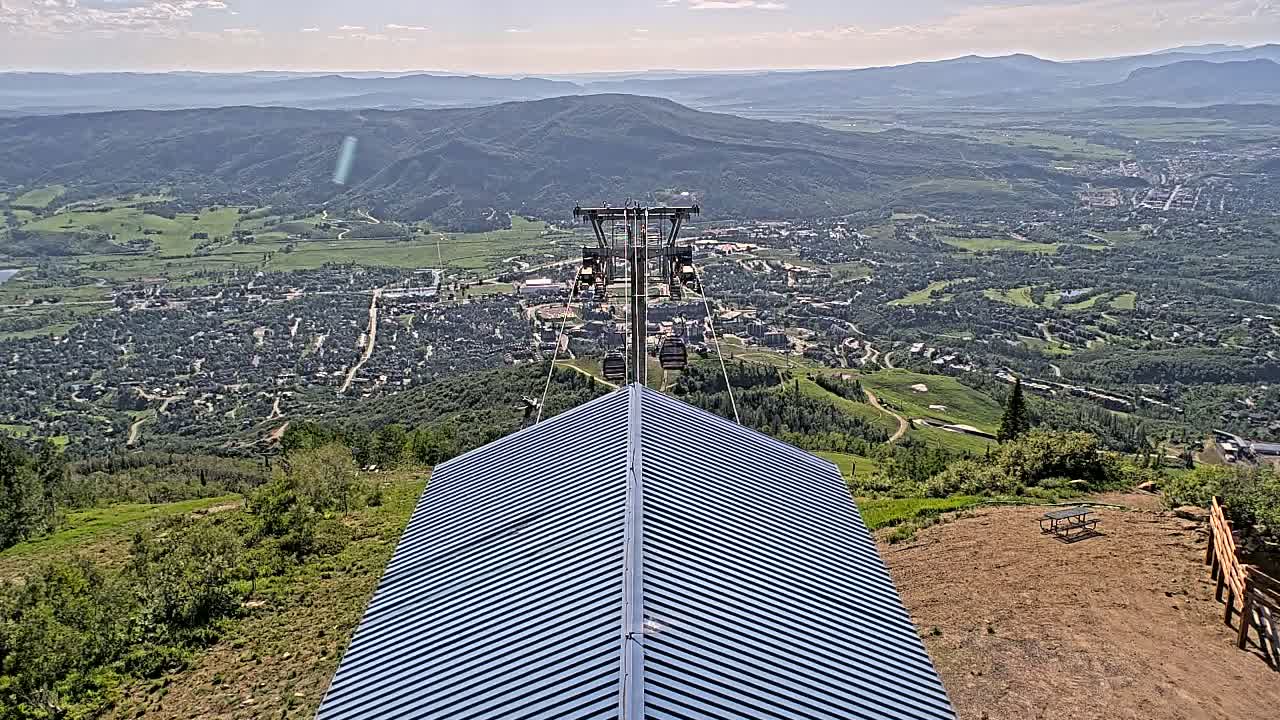 Steamboat Springs City Skyline from Thunderhead Lodge Roof Live Cam - Steamboat Springs, Routt County, Colorado, USA