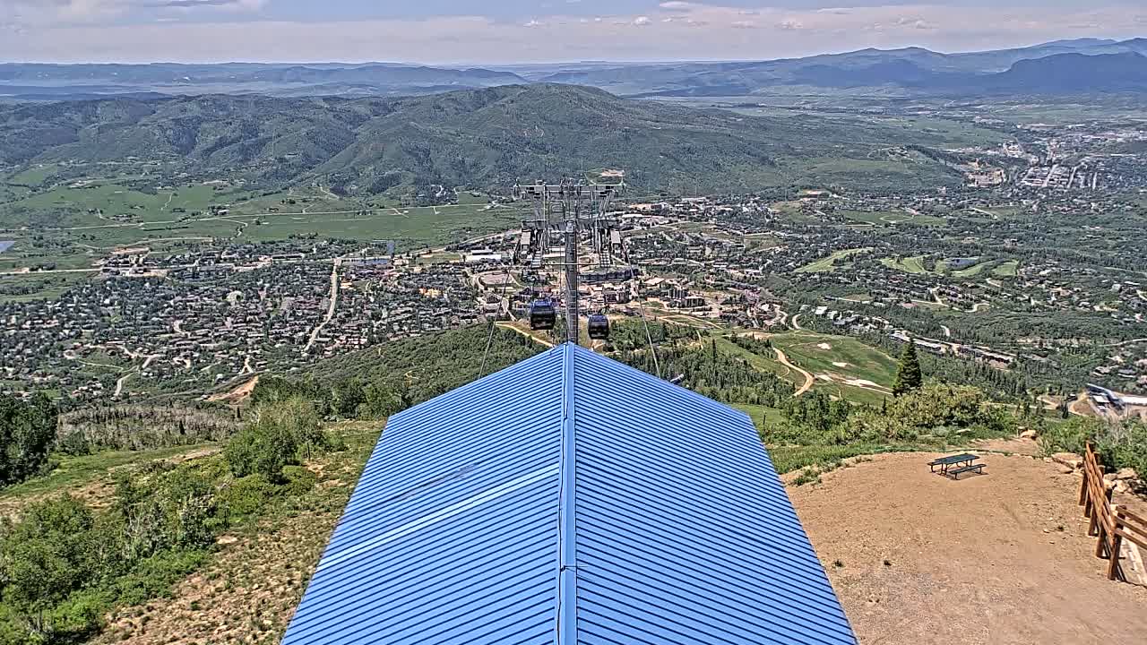 Steamboat Springs City Skyline from Thunderhead Lodge Roof Live Cam - Steamboat Springs, Routt County, Colorado, USA
