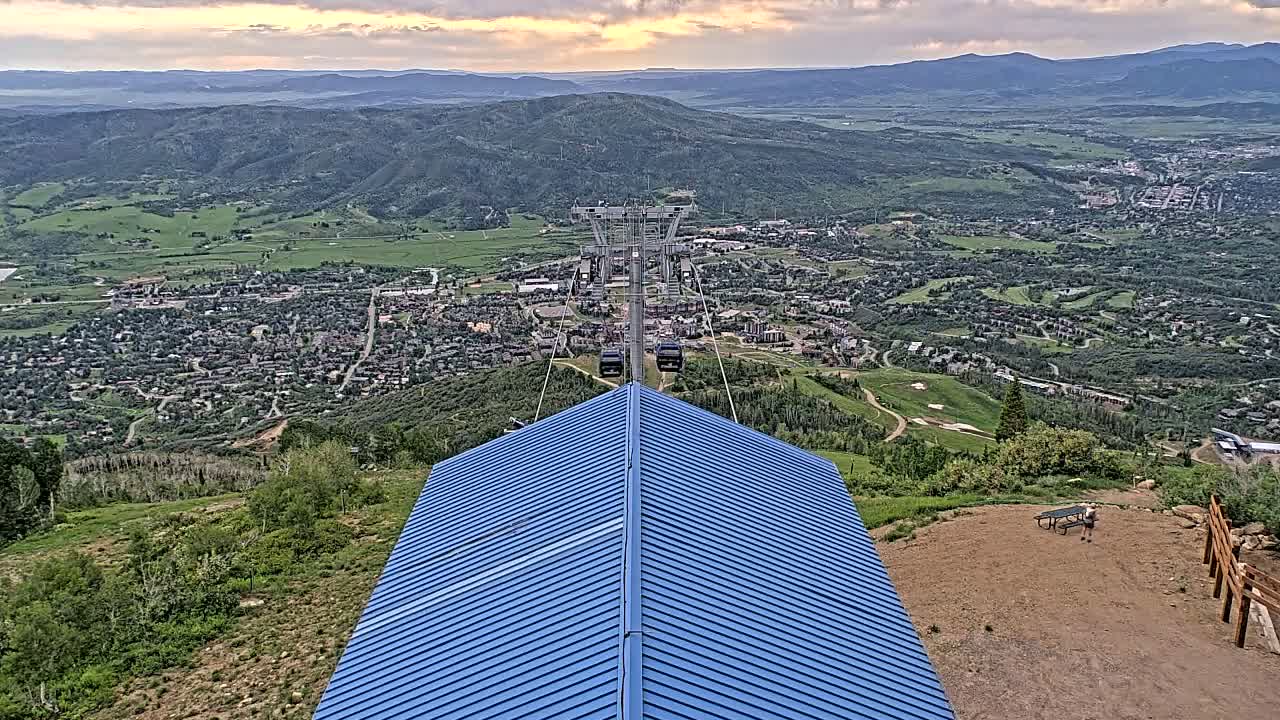 Steamboat Springs City Skyline from Thunderhead Lodge Roof Live Cam - Steamboat Springs, Routt County, Colorado, USA